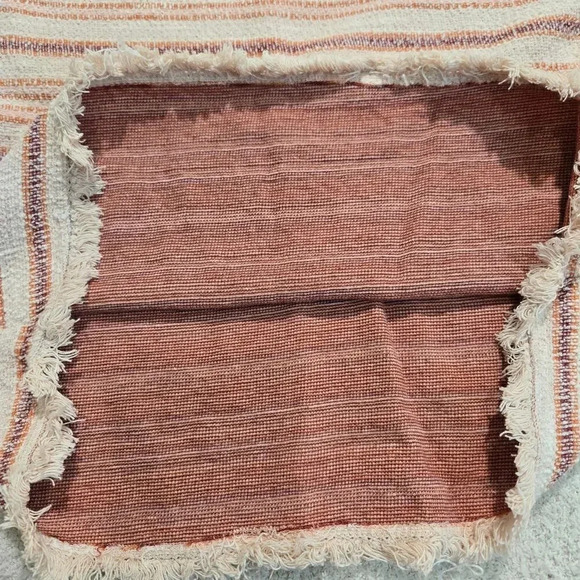 Green Envelope Pink and Peach Striped Top Raw Hem Women's S Boho Baha Drug Rug - Picture 8 of 8